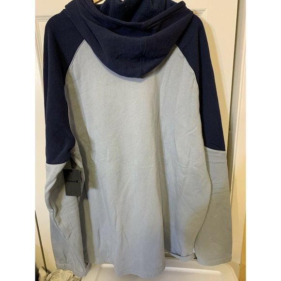 New Hurley Men's Sz XXL Blue Gray Color Block Pullover Hoodie NWT - Picture 8 of 8